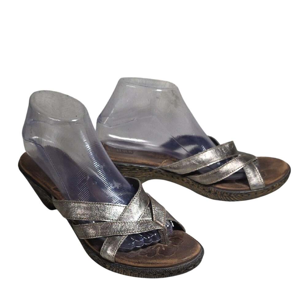 Born Rosario Metallic Gold Wedge Sandals Womens Size 9